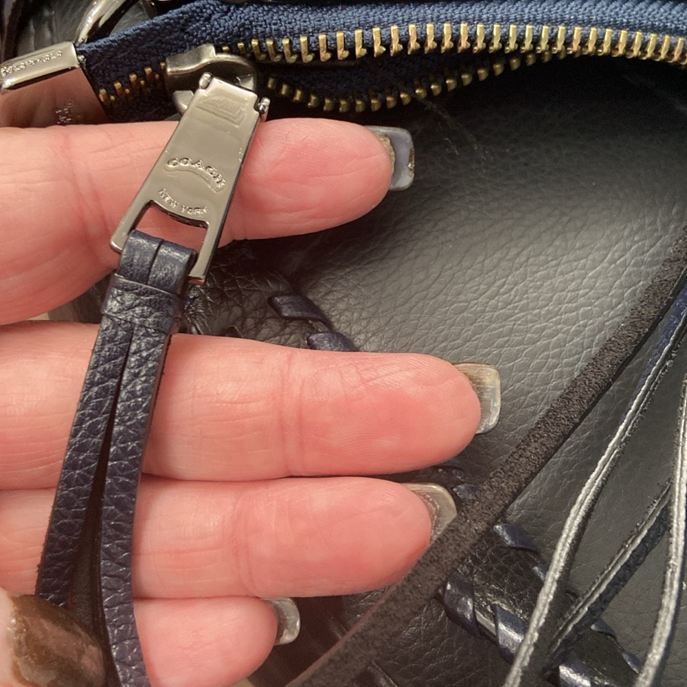 Coach dark navy blue  Crossbody Bag with Fringe - Picture 8 of 14